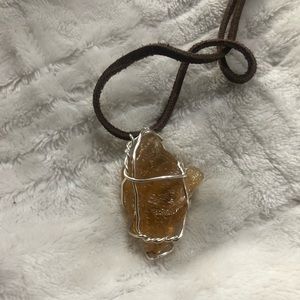 Yellow citrine hand wrapped crystal necklace